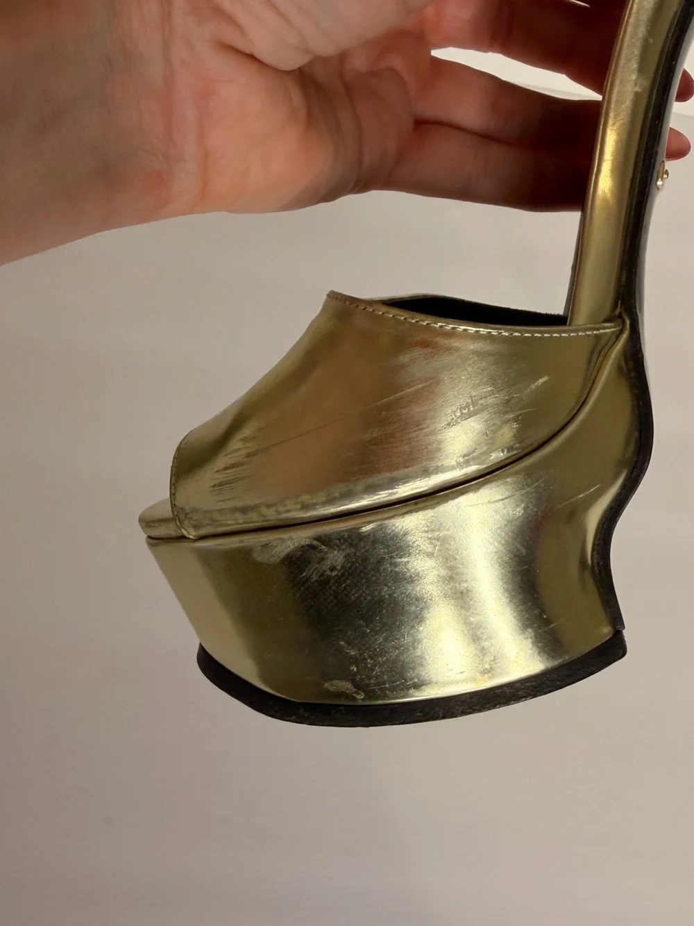 Roberto Cavalli Metallic Gold Platform Stiletto Sandals with Ankle Strap